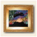 Nr. 650 Petit Point Bild "Gustav Klimt - Frau mit Hut und Federboa" 