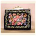 Nr. 151 Petit Point evening bag "Flowers - Ivy"  one side stitched